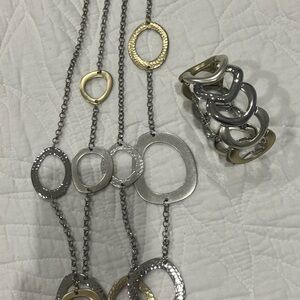 Chico's Mixed Metal Oval Necklace
